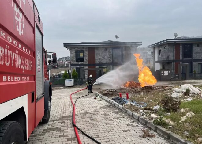 Başiskele’de Doğal Gaz Yangını